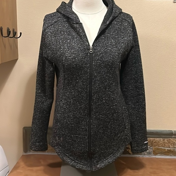 Eddie Bauer Charcoal Fleece Long Sleeve Zip front Hooded Sweatshirt Women’s M - Picture 1 of 11